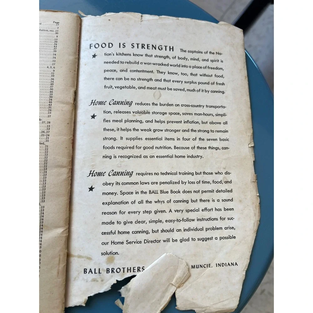VTG Ball Blue Book Edition W Canning Preserving Recipes Guide Indiana 1944